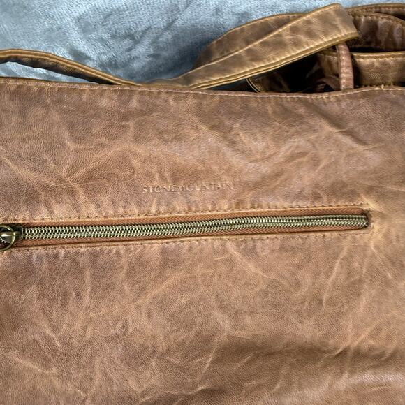 Stone‎ Mountain Smokey Crossbody Bag Purse Cognac Brown 13x12 - Picture 7 of 13